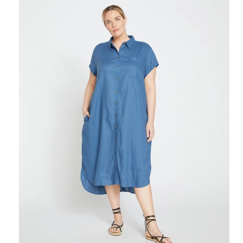 Universal Standard Dune Linen Blend Shirt Dress